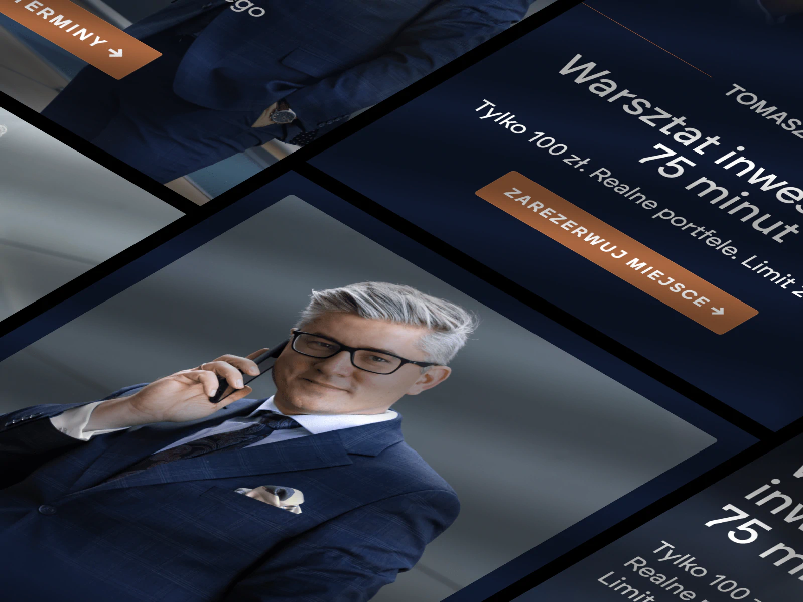 Mockup kreacji reklamowych kampanii doradcy inwestycyjnego Tomasza Kuprasza